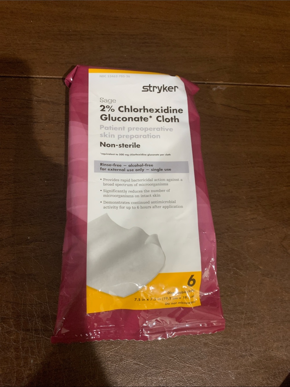 Stryker Sage 2% Chlorhexidine Gluconate cloth